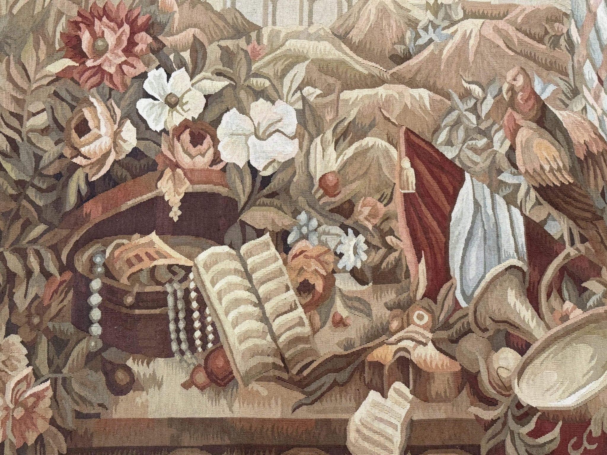 Vintage French Tapestry 5x7, Handmade, Wool, Aubusson Weave by Jewel Rugs
