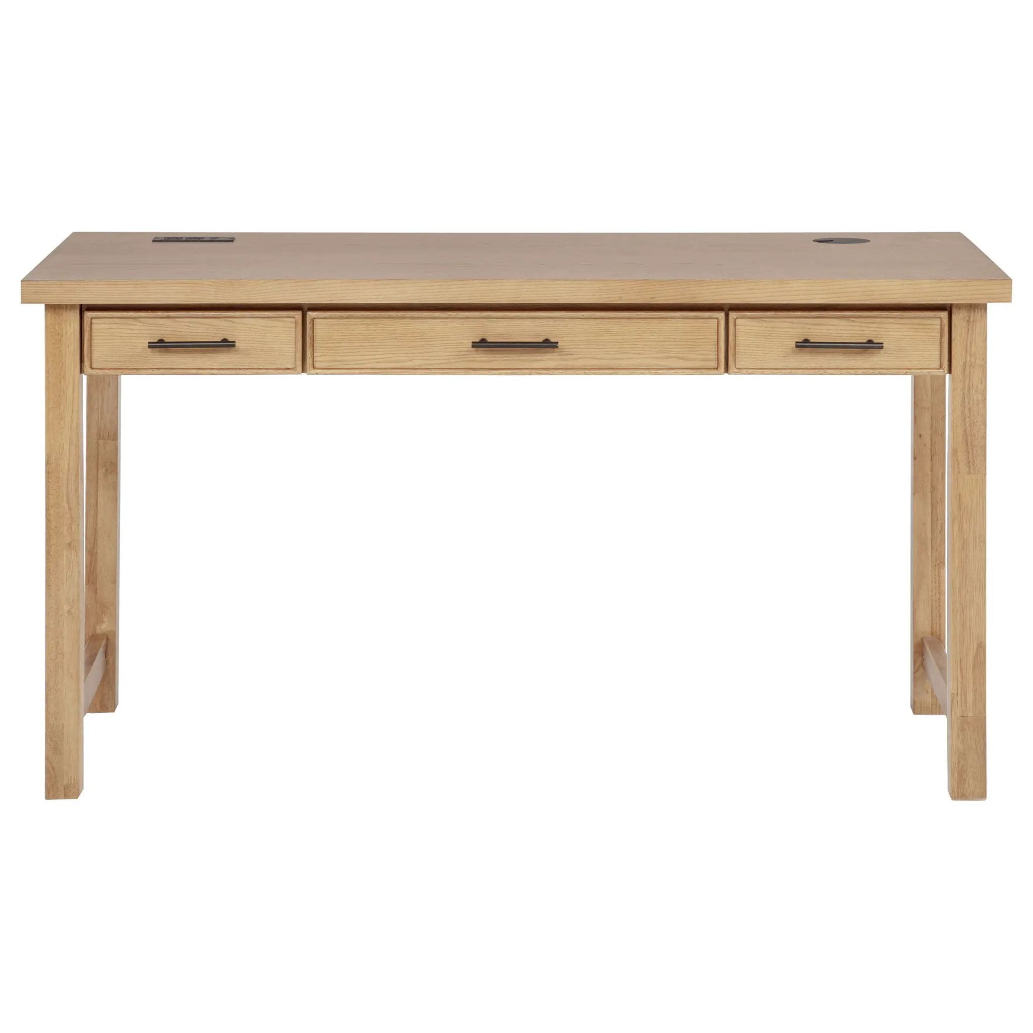 Vermes 55-inch 3-drawer Writing Desk with Power Outlet Light Ash by Unique Piece Furniture