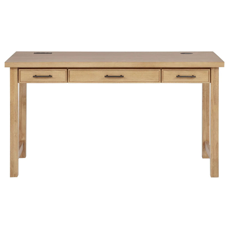 Vermes 55-inch 3-drawer Writing Desk with Power Outlet Light Ash by Unique Piece Furniture