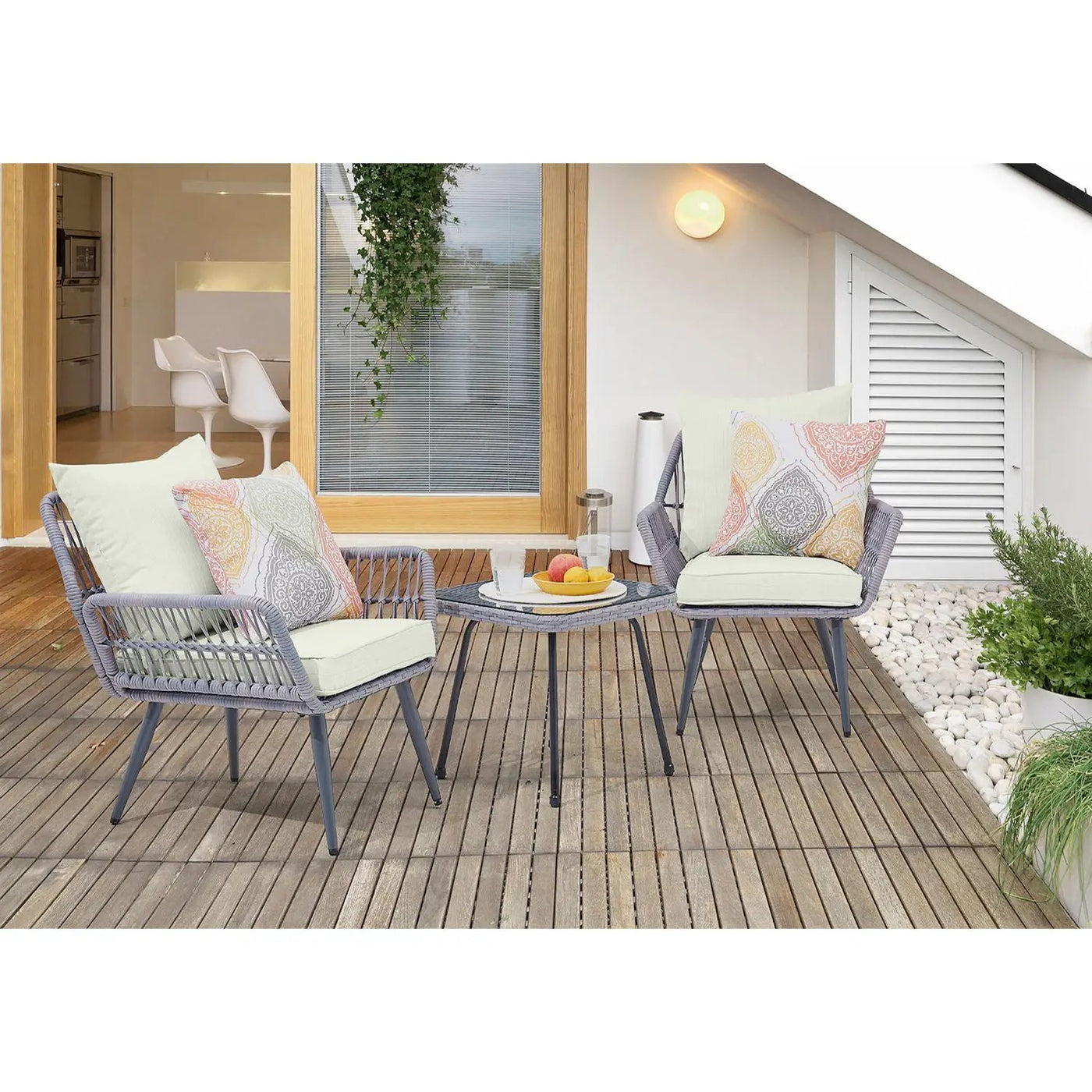 Cannes - 3 Piece Outdoor Patio Conversation Set by HouseOfZazla