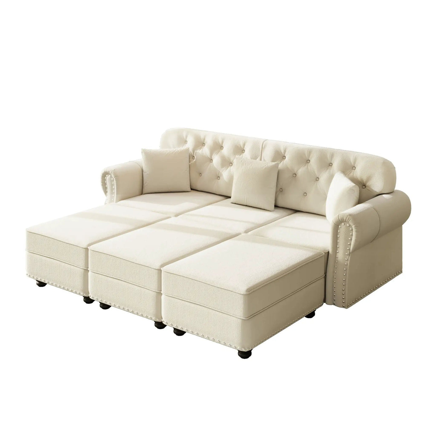 Upholstered Sofa Set With Nailhead Trim And Rolled Armrests, Includes Pillows by HouseOfZazla