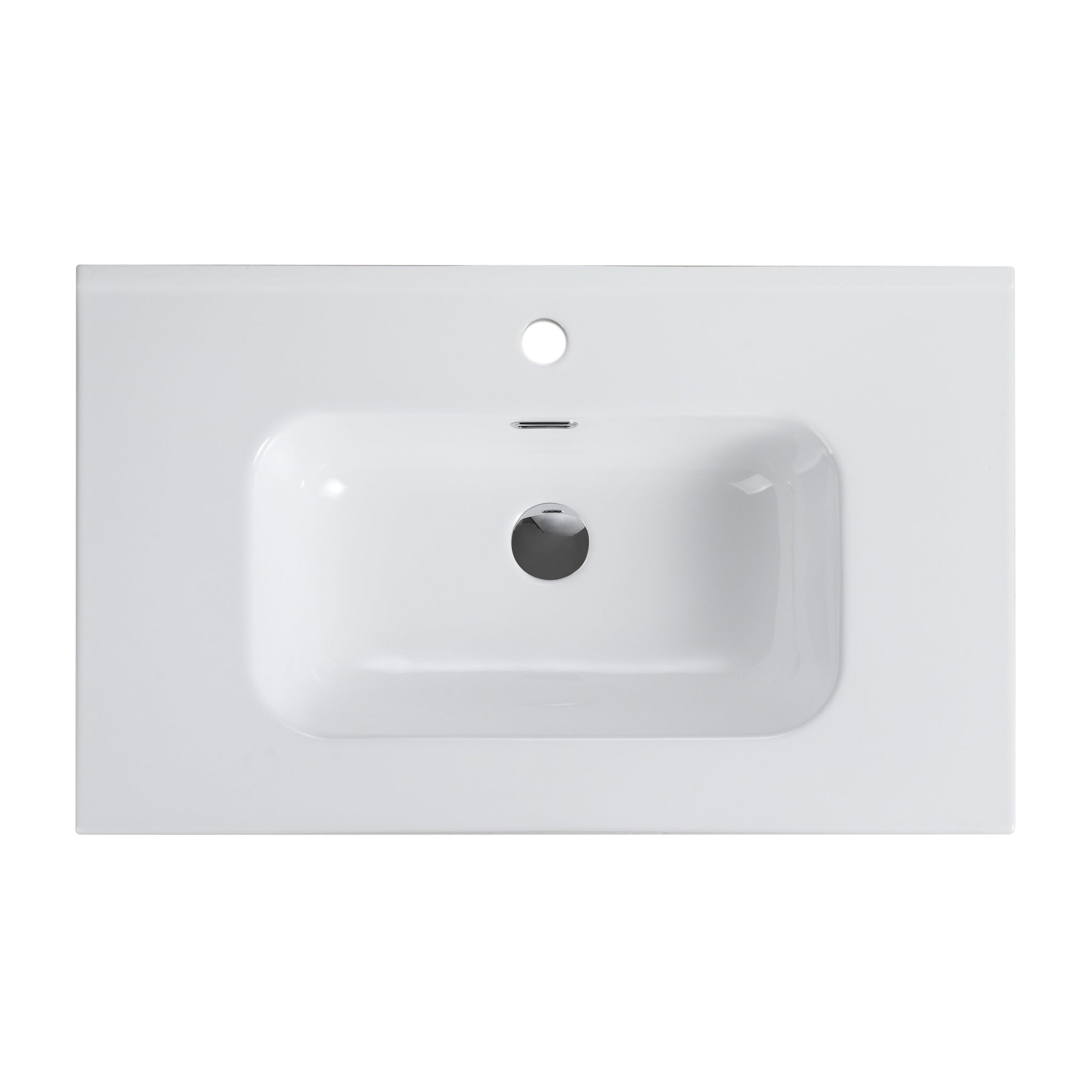Glossy White Ceramic Integrated Basin by HouseOfZazla