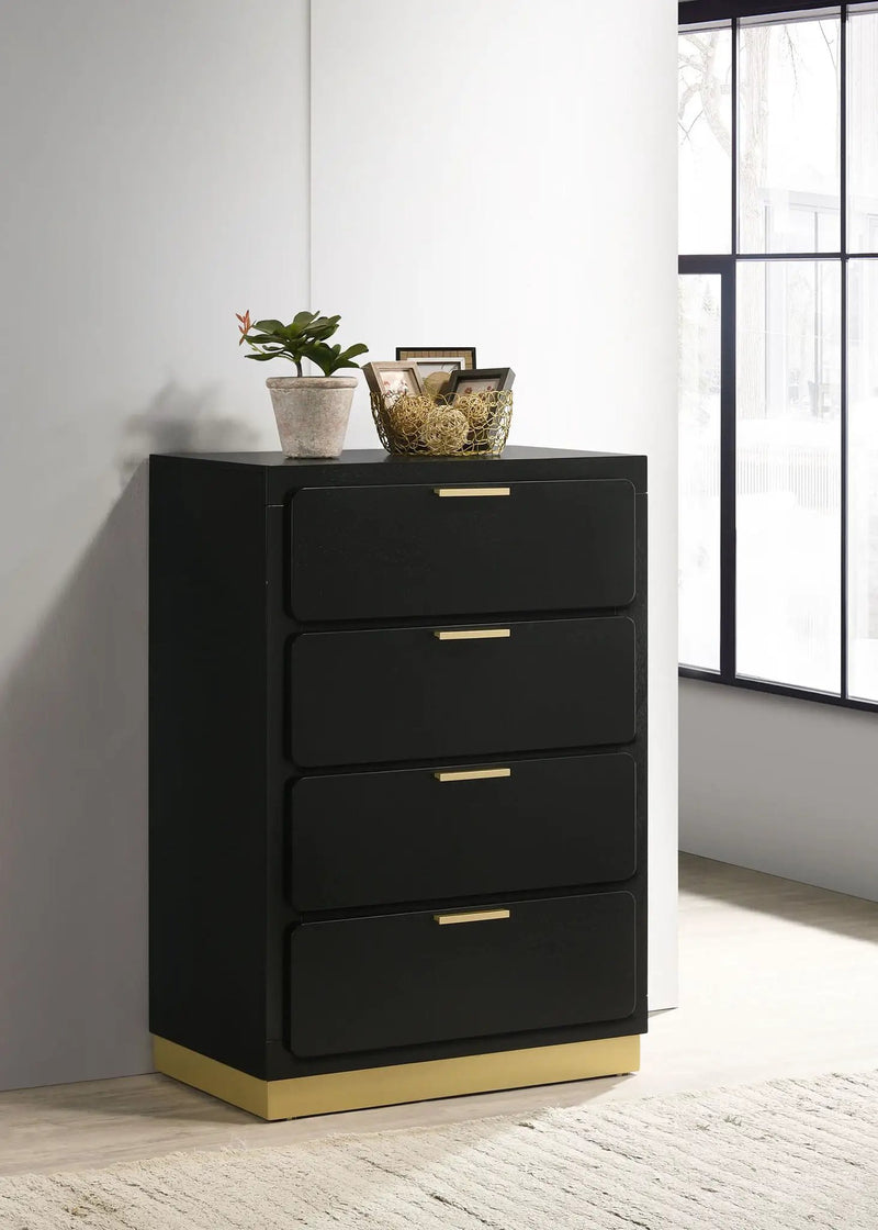 Caraway 4-drawer Bedroom Chest Black by Unique Piece Furniture