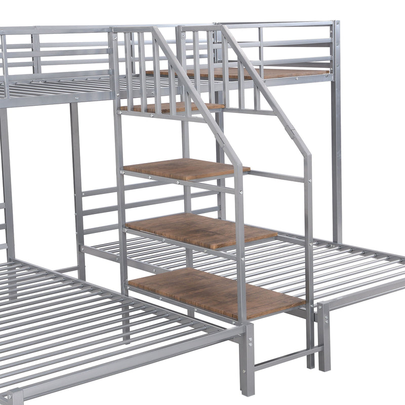 Metal Bunk Bed With Storage Shelves Staircase by HouseOfZazla