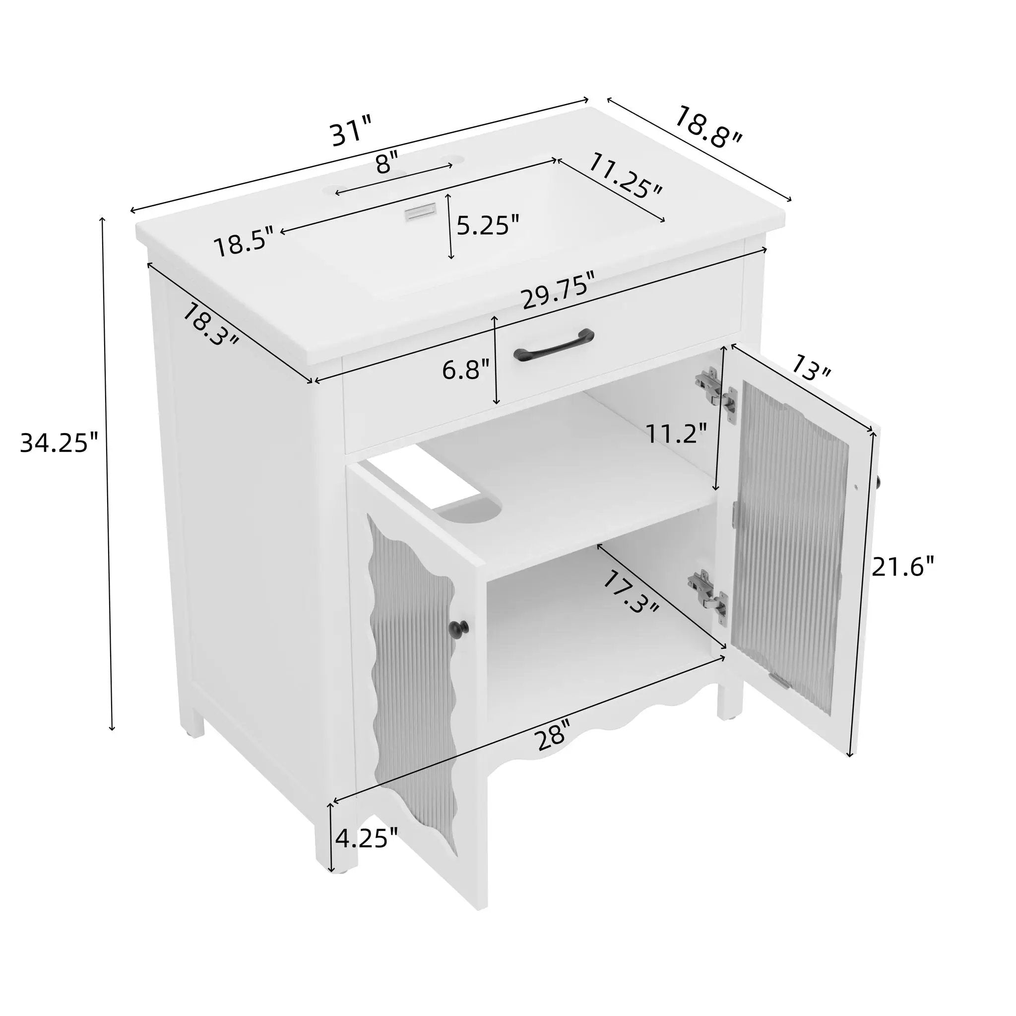 Modern Bathroom Vanity With Tempered Glass Doors by HouseOfZazla