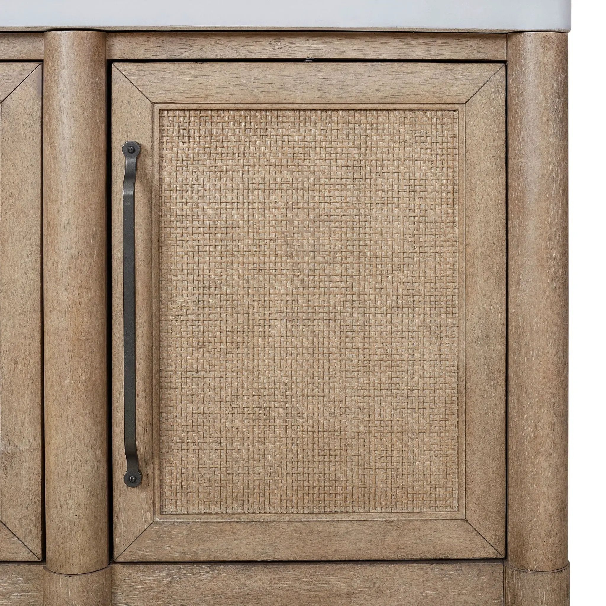 Cement Topped Server With Cane Insets - Sand by Unique Piece Furniture