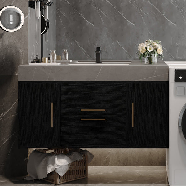 39.4 Inches Single Contemporary Floating Bathroom Vanity, photo 2 of 10
