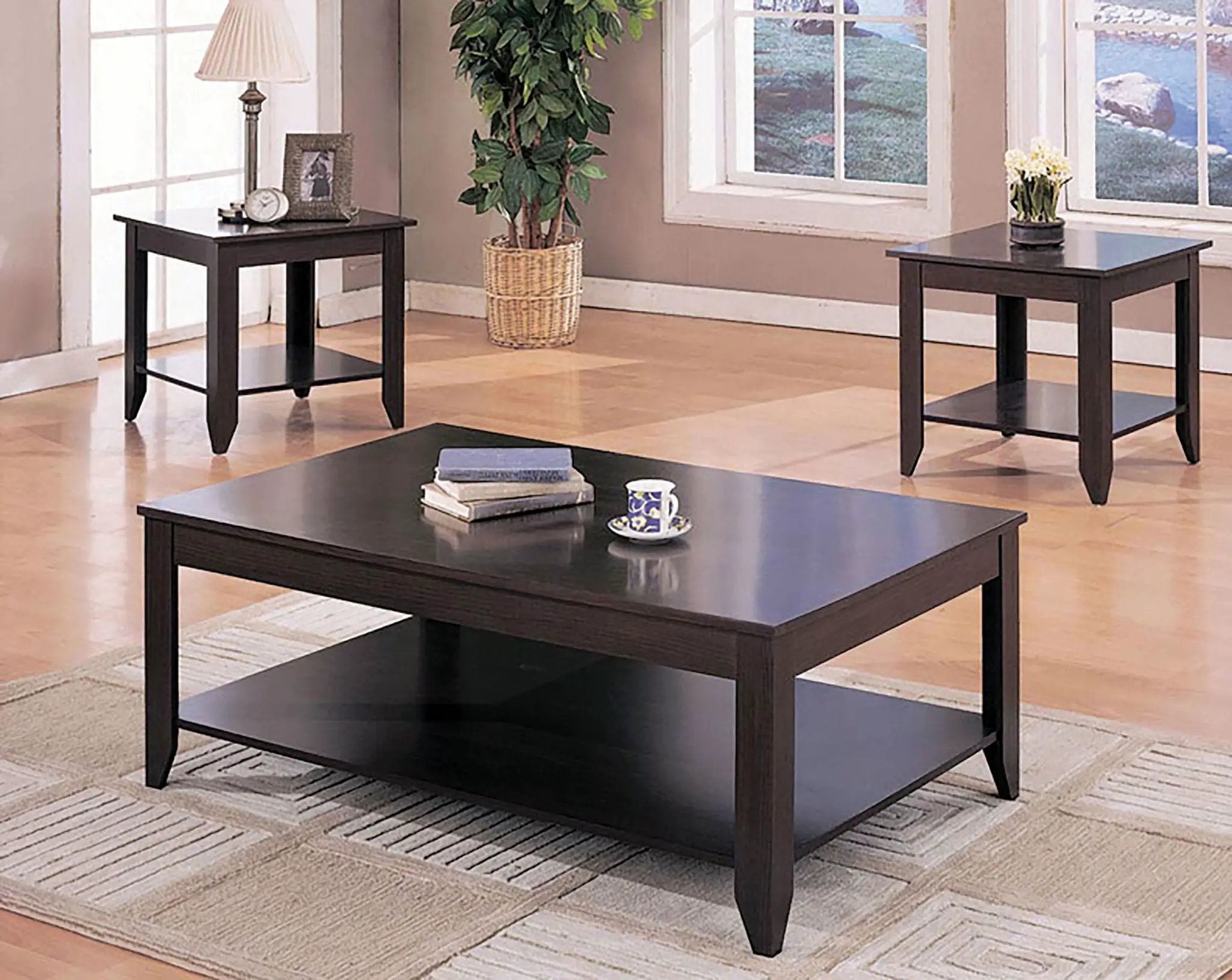 Brooks 3-piece Rectangular Coffee Table Set Cappuccino by Unique Piece Furniture