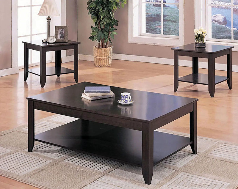 Brooks 3-piece Rectangular Coffee Table Set Cappuccino by Unique Piece Furniture