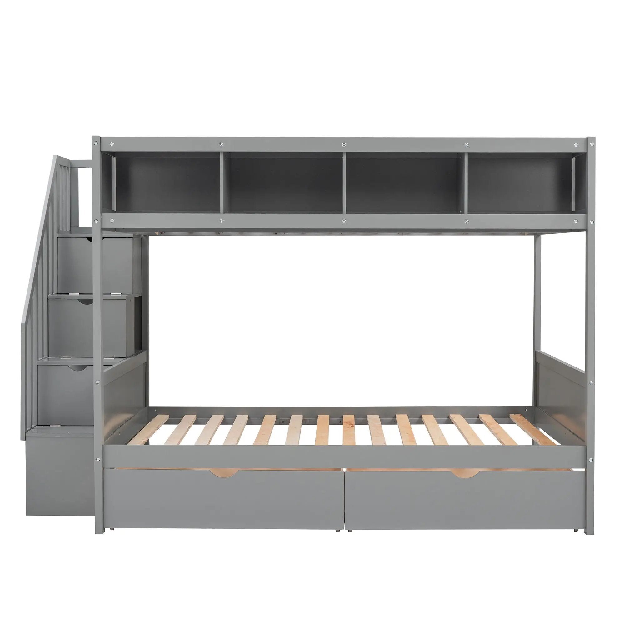 Bunk Bed With Shelfs, Storage Staircase And 2 Drawers by HouseOfZazla