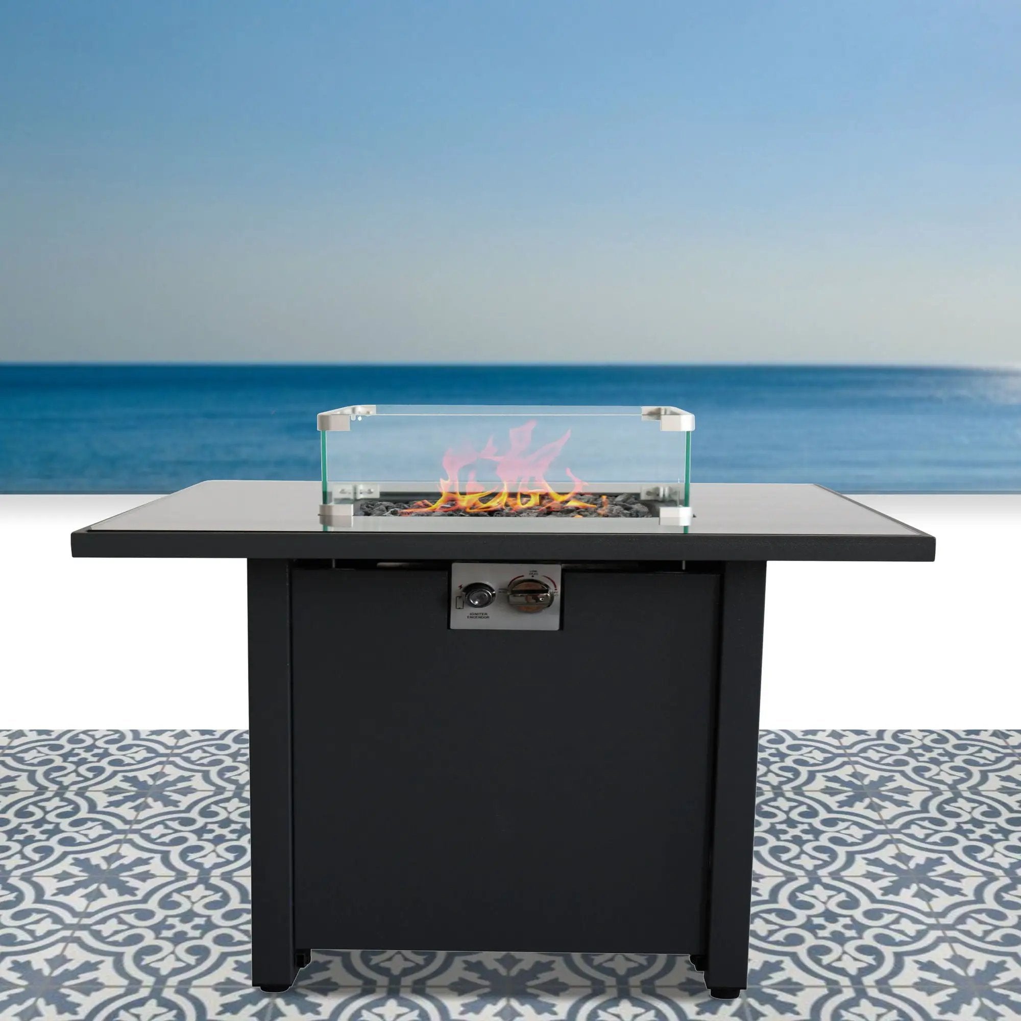 Outdoor Fire Pit For Outdoor Home Garden, Backyard Fireplace - Black by Unique Piece Furniture