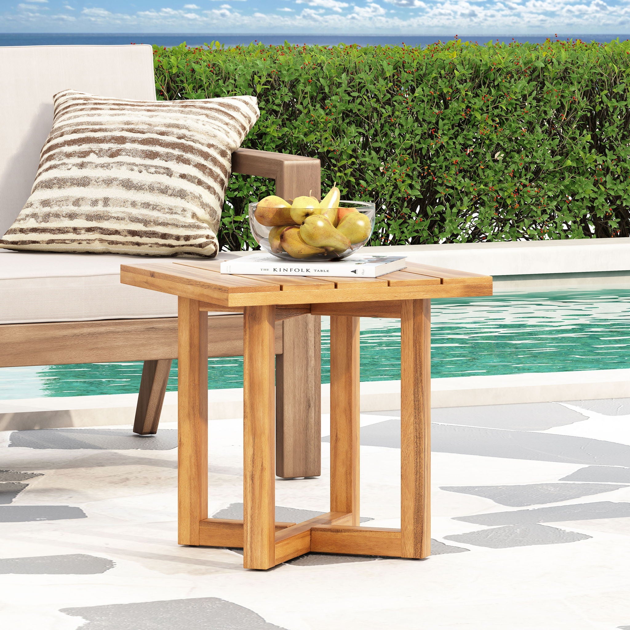 Ella - Square Side Table With Cross Stretcher Base by HouseOfZazla