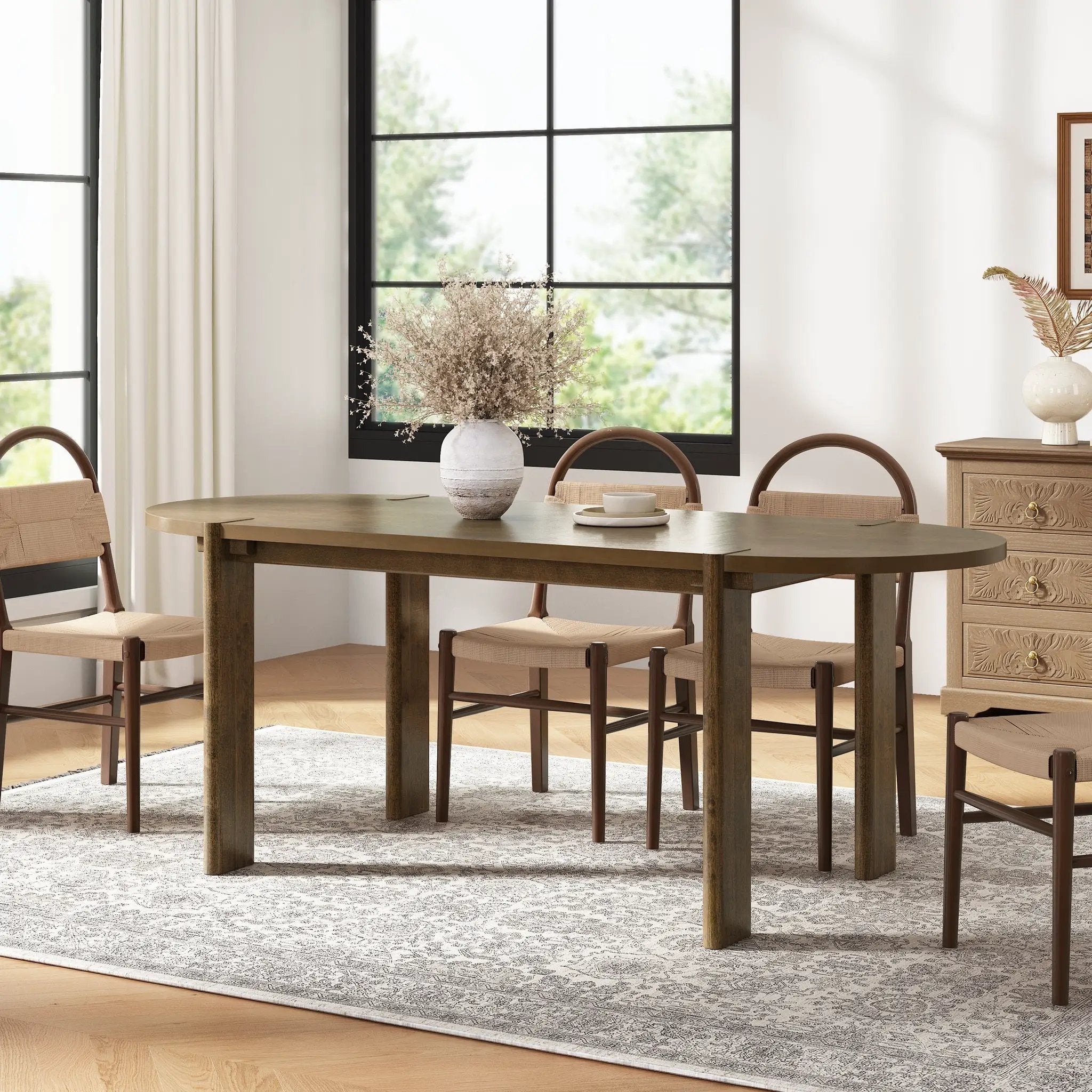 Modern Wooden Dining Table for 4 to 6 People, 71" Large by HouseOfZazla