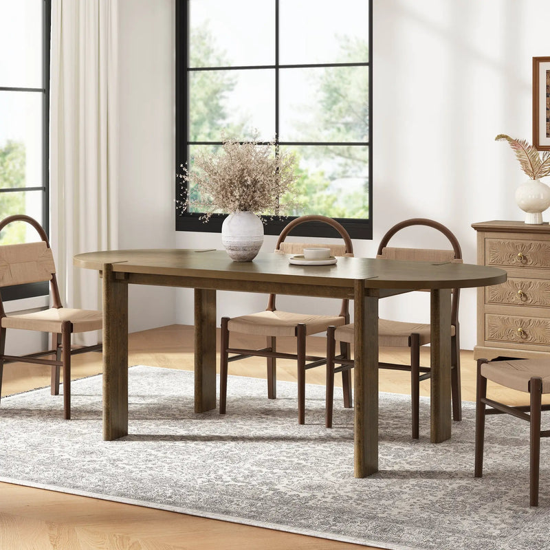 Modern Wooden Dining Table for 4 to 6 People, 71" Large by HouseOfZazla