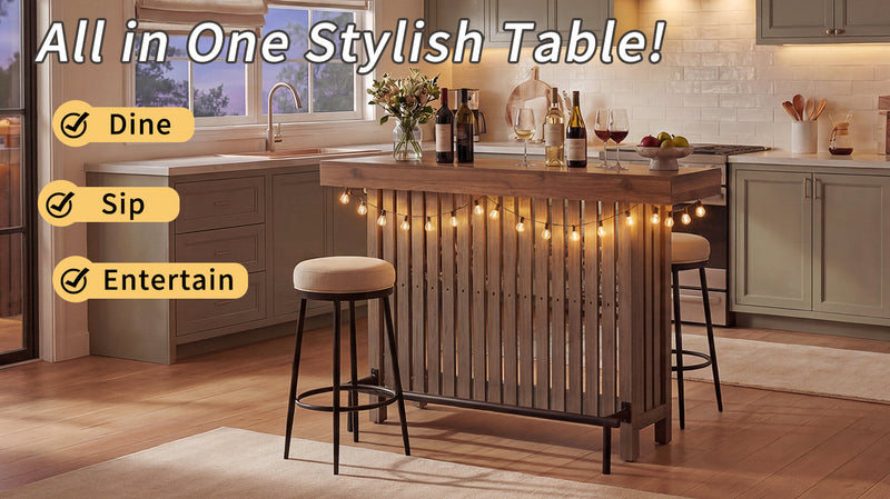 3-in-1 Sideboard Table with Wine Storage - Marble-Grain MDF, photo 3 of 10