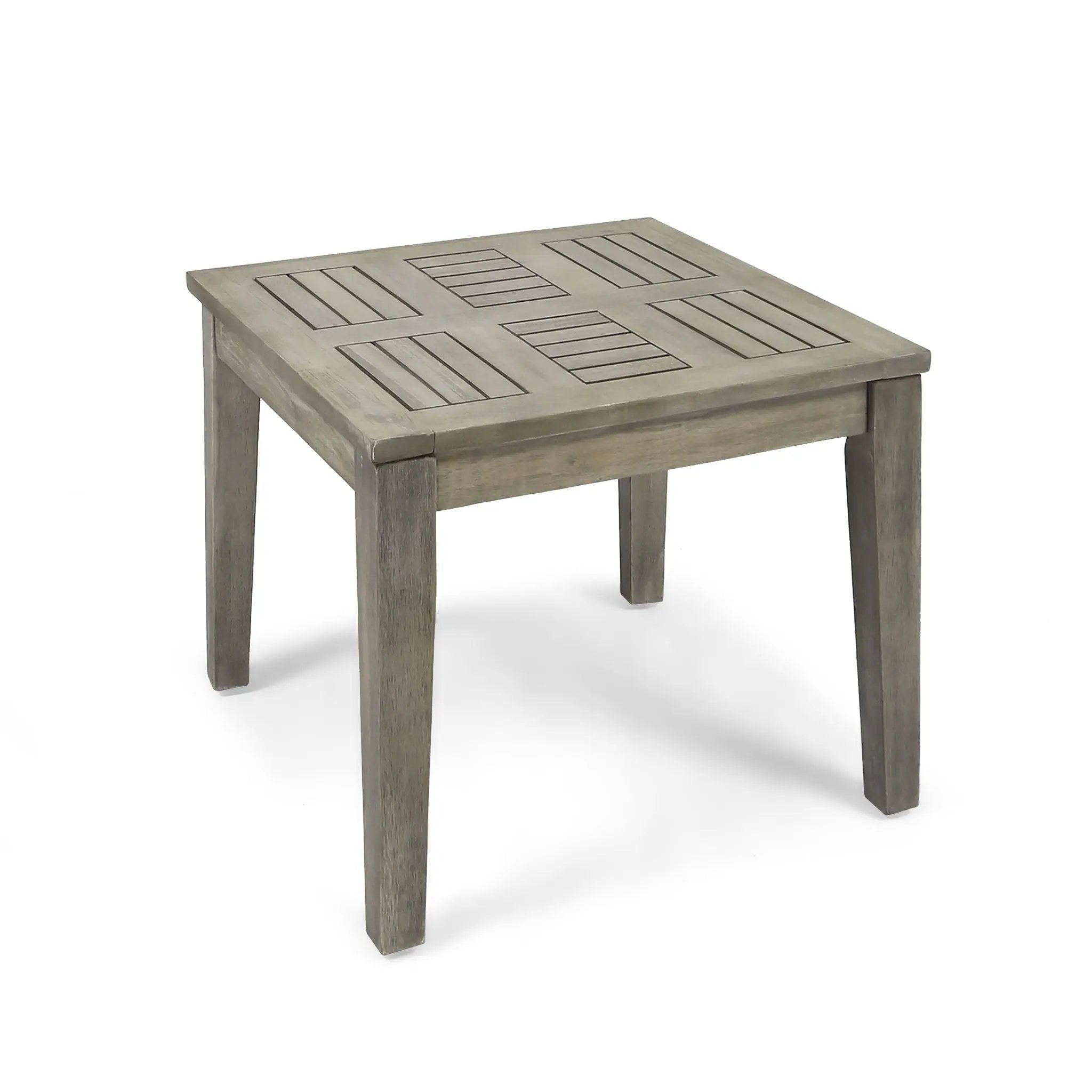 Dexterity Outdoor Square Side Table with Wood Frame - Gray by HouseOfZazla