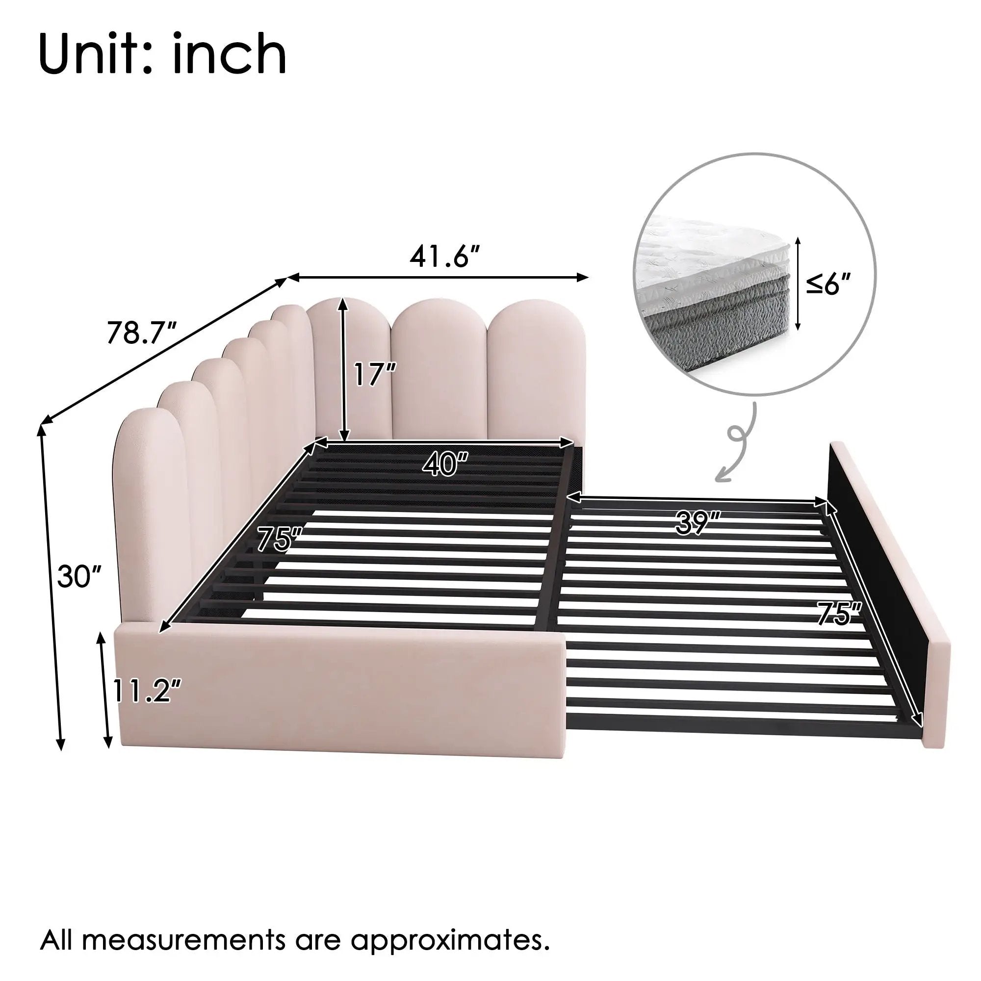 Upholstered Daybed With Metal Slatted Base by HouseOfZazla