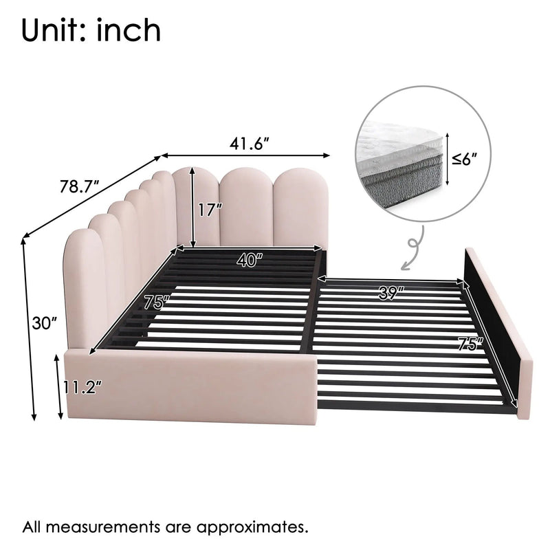 Upholstered Daybed With Metal Slatted Base by HouseOfZazla