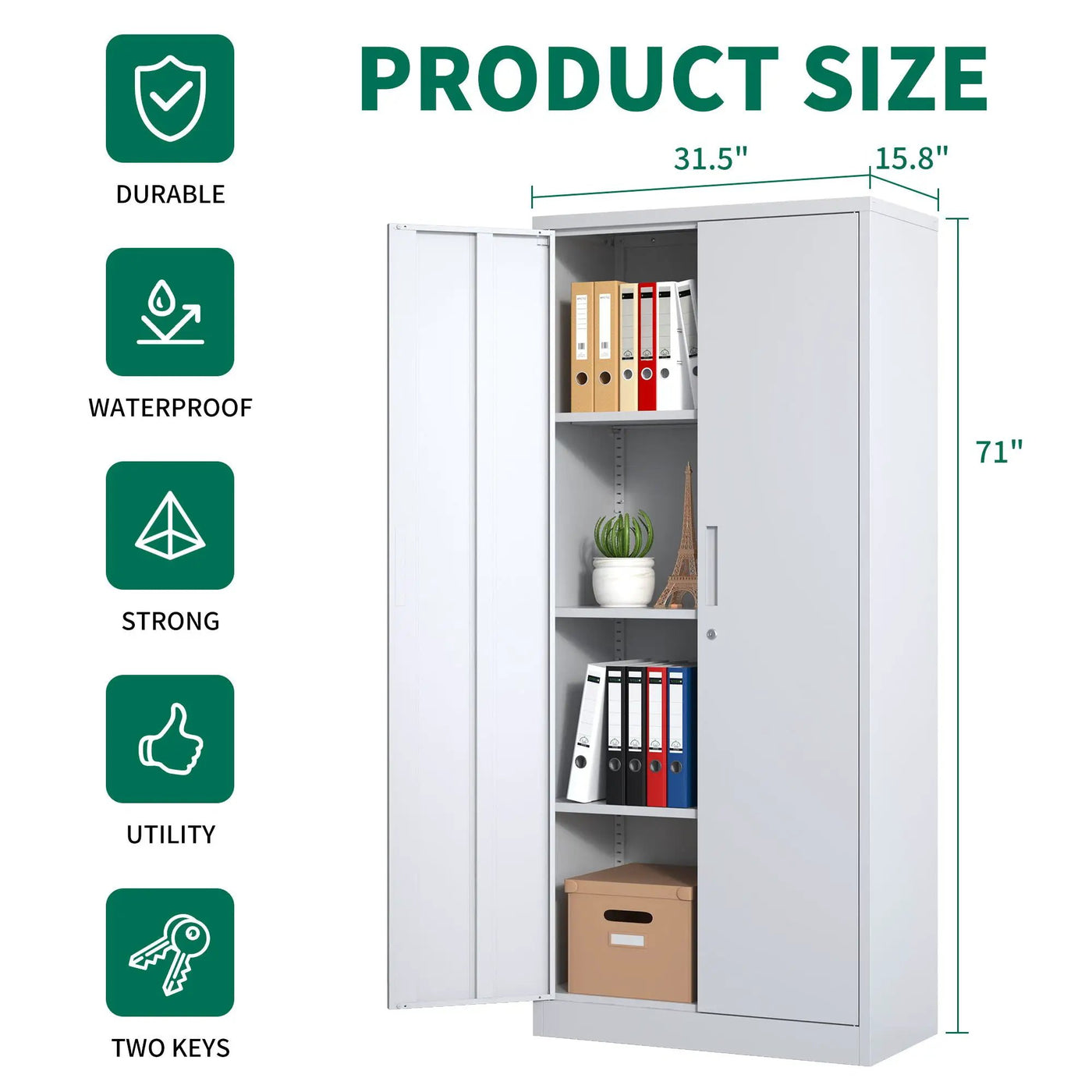 Heavy Metal Garage Storage Cabinet With Locking Doors, Steel, Adjustable Shelves by HouseOfZazla