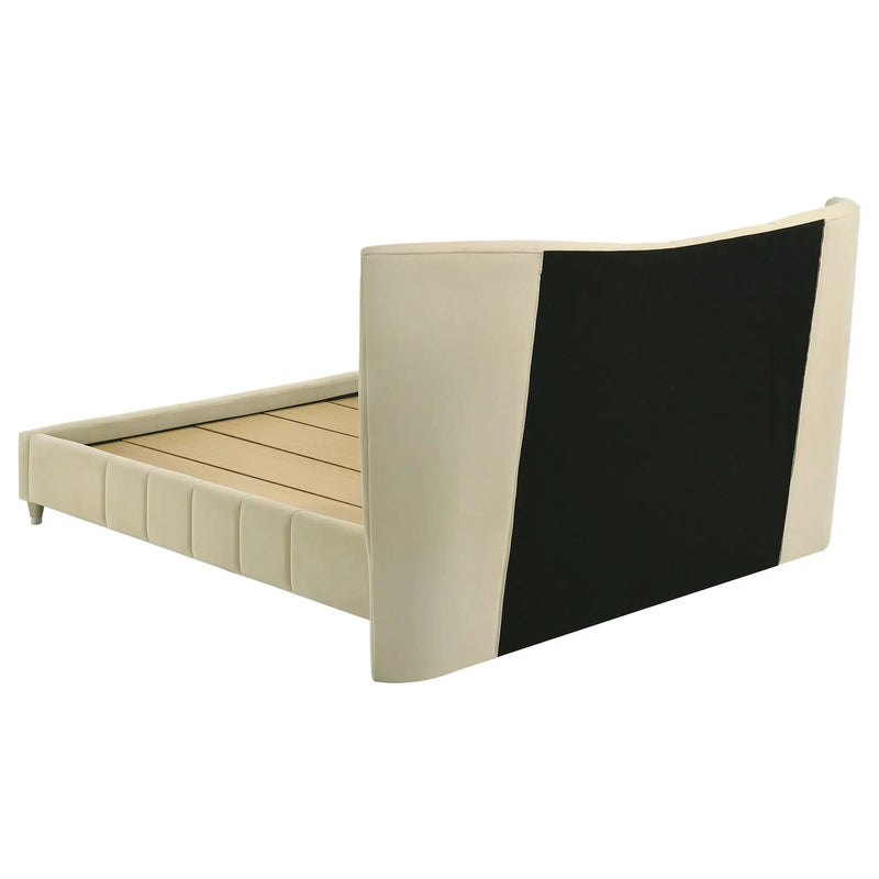 Evelyn Upholstered Queen Panel Platform Bed Ivory by Unique Piece Furniture