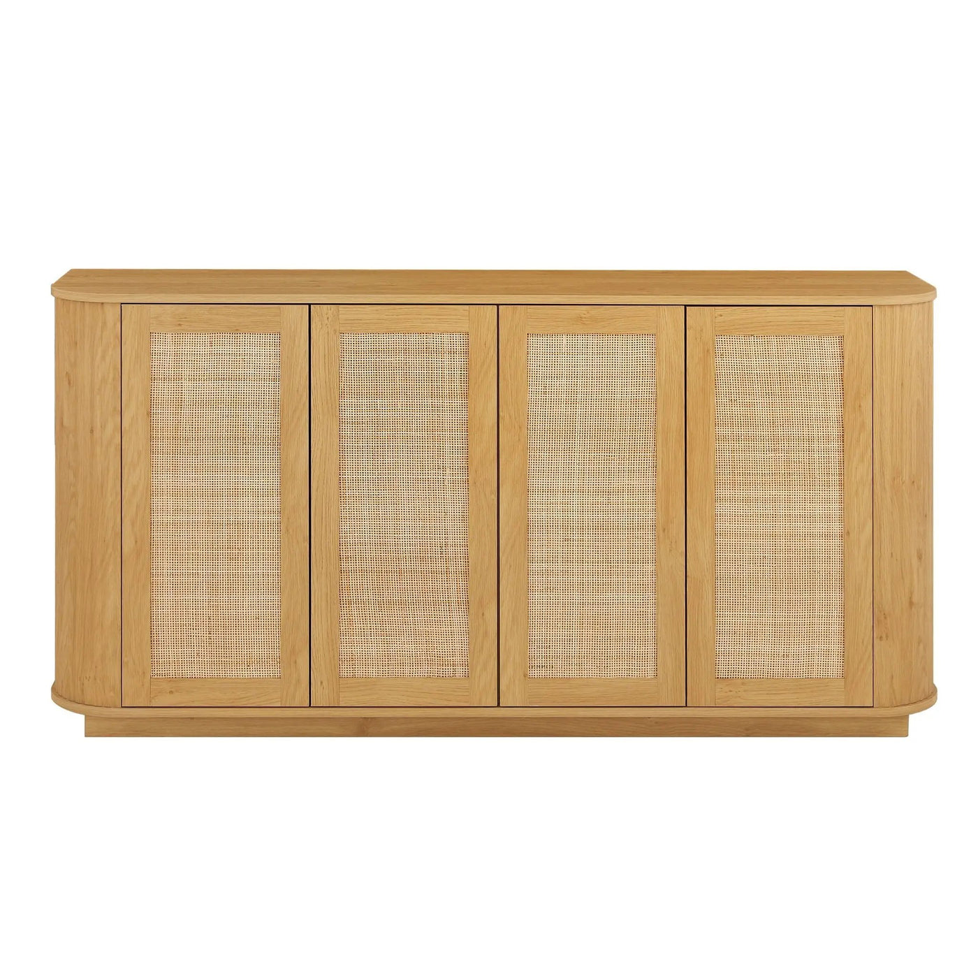Contemporary Wave Shaped TV Stand With Rattan Doors by HouseOfZazla