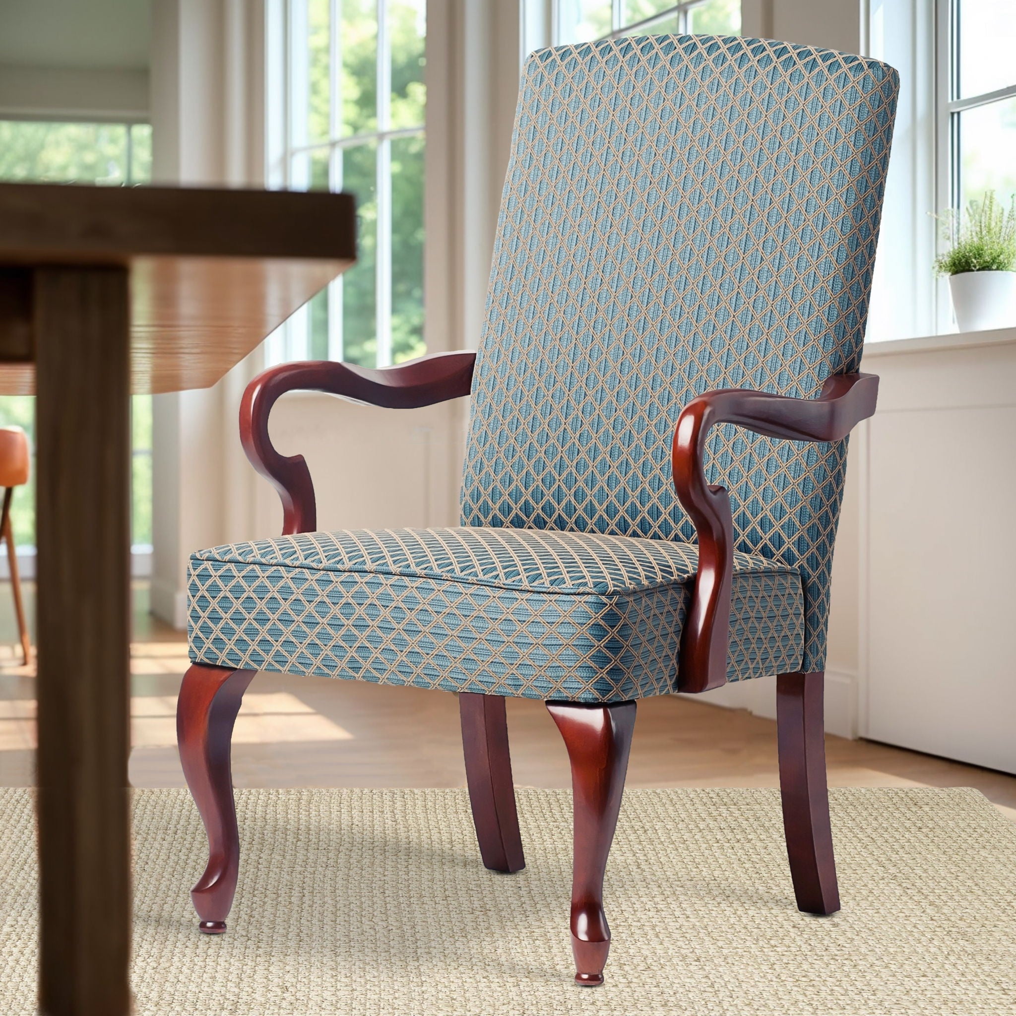 Delaney - Elegant Gooseneck Arm Chair With High Back by HouseOfZazla