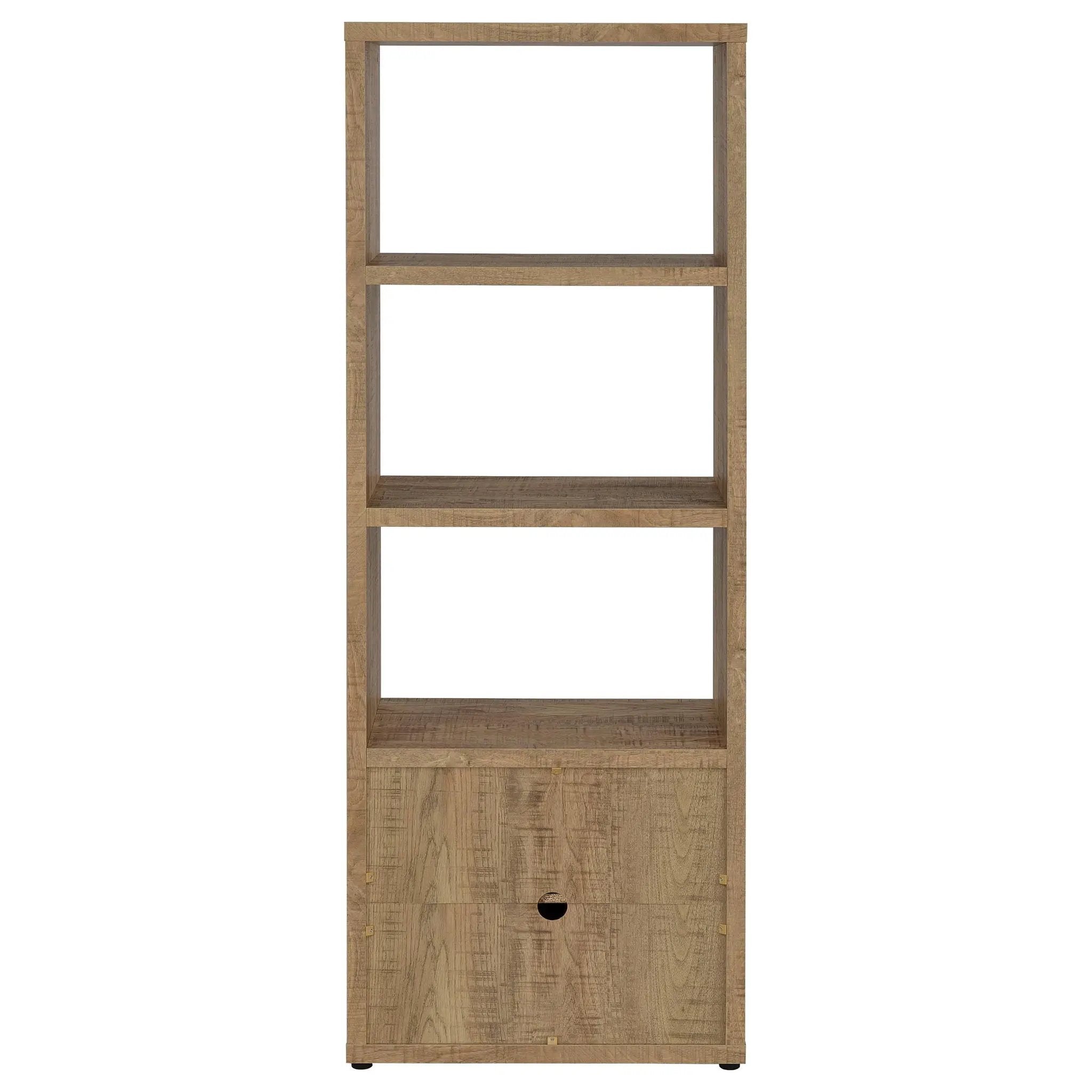 Noriega - 3 Shelf Media Tower With Open Shelves And Hidden Cabinet Storage - Mango Color by HouseOfZazla