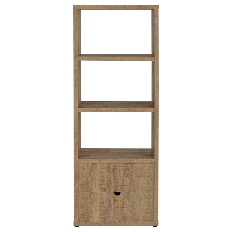 Noriega - 3 Shelf Media Tower With Open Shelves And Hidden Cabinet Storage - Mango Color by HouseOfZazla