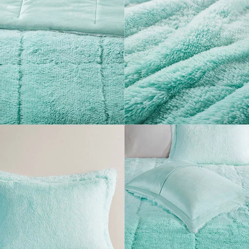 Twin/Twin XL Ombre Shaggy Long Fur Comforter Mini Set by HouseOfZazla