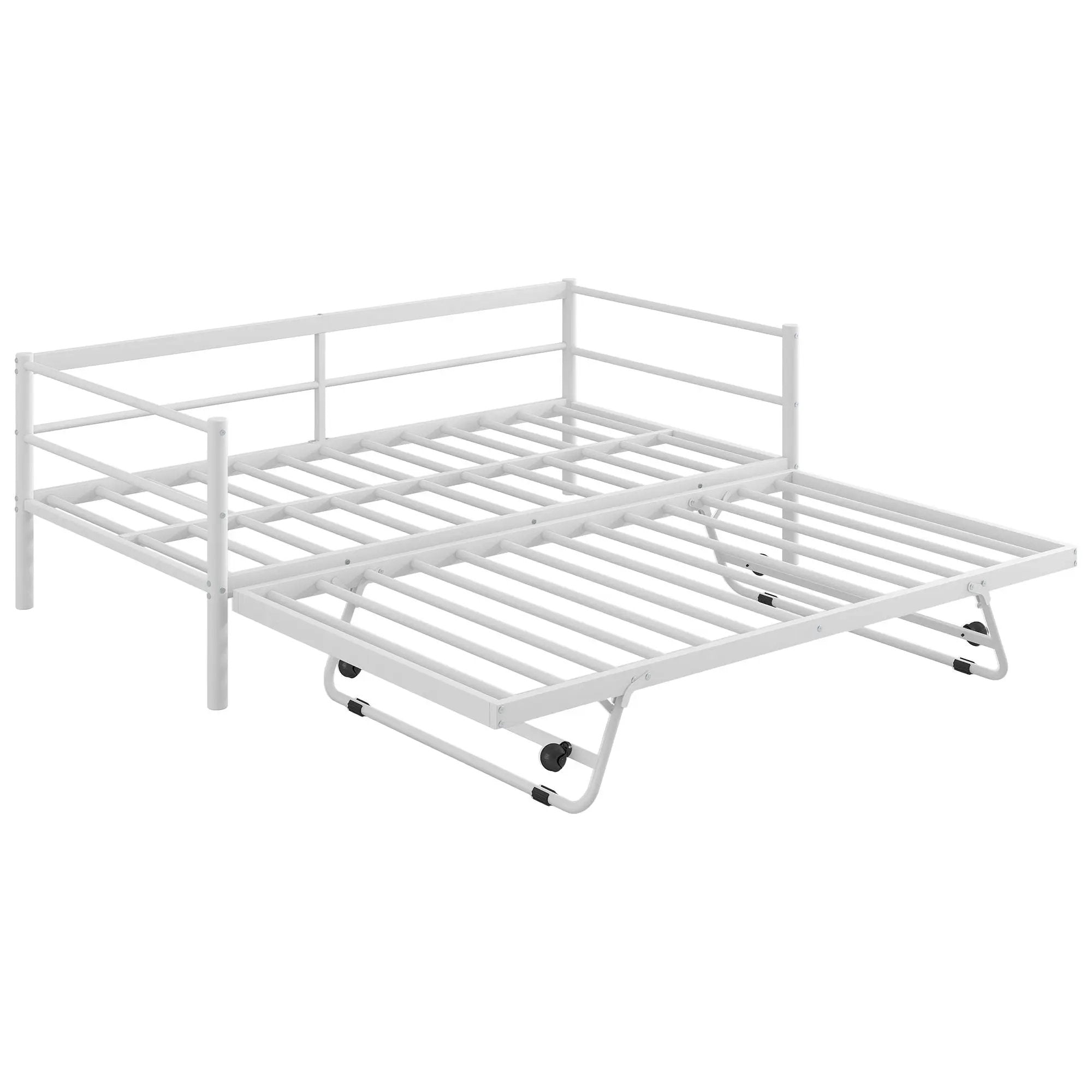 Industrial Metal Daybed With Adjustable Pop Up Trundle And LED Strip by Unique Piece Furniture
