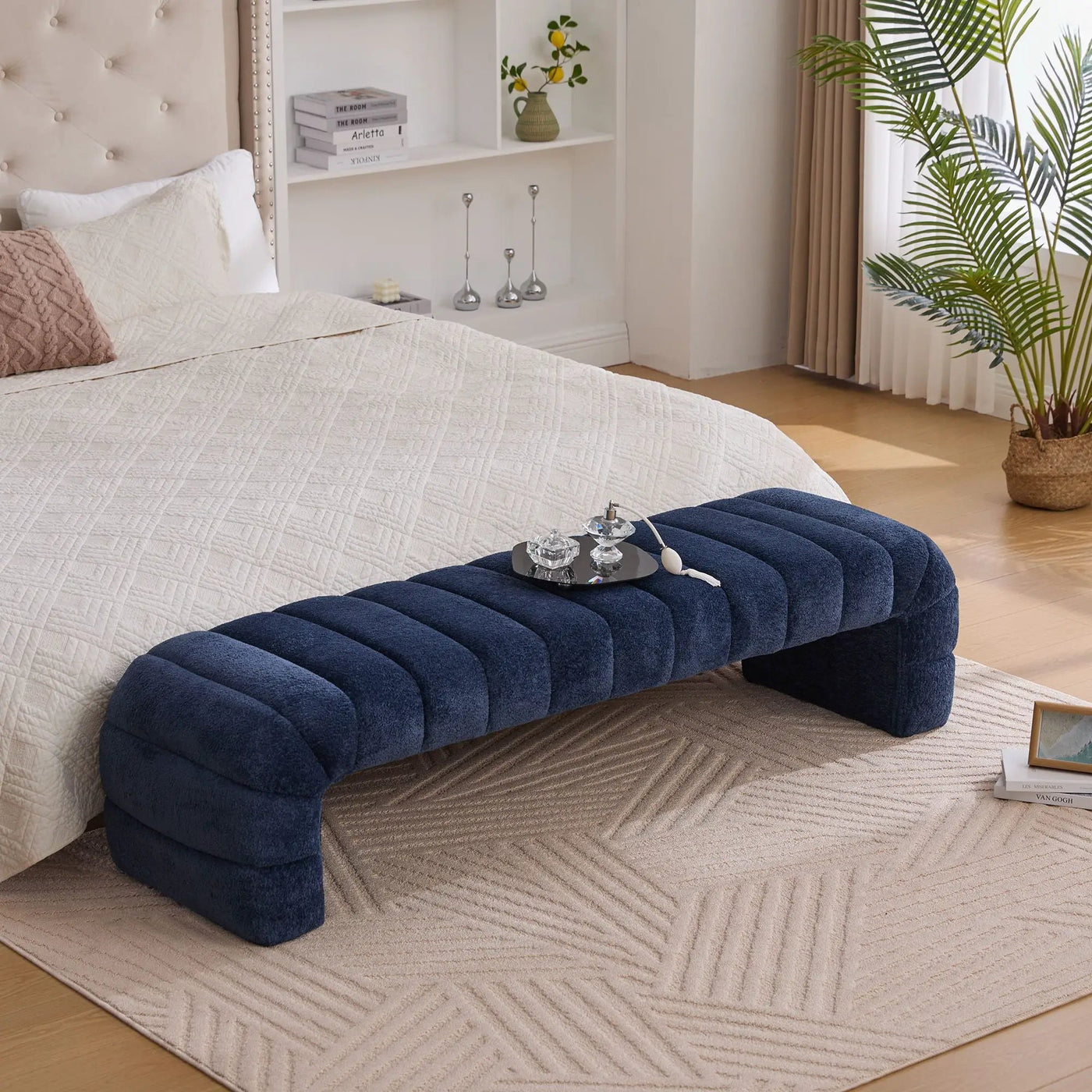 Modern Upholstered Armless Bed Bench With Channel Tufted Design by Unique Piece Furniture