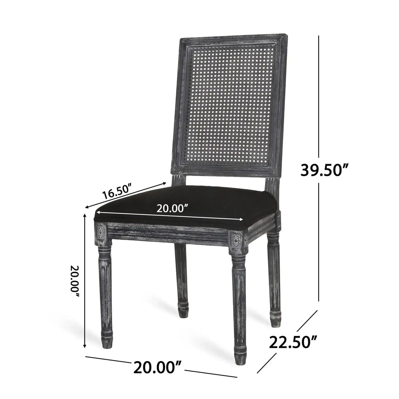 French Country Dining Chair With Rectangular Cane Backrest And Smooth Upholstered Seating by HouseOfZazla