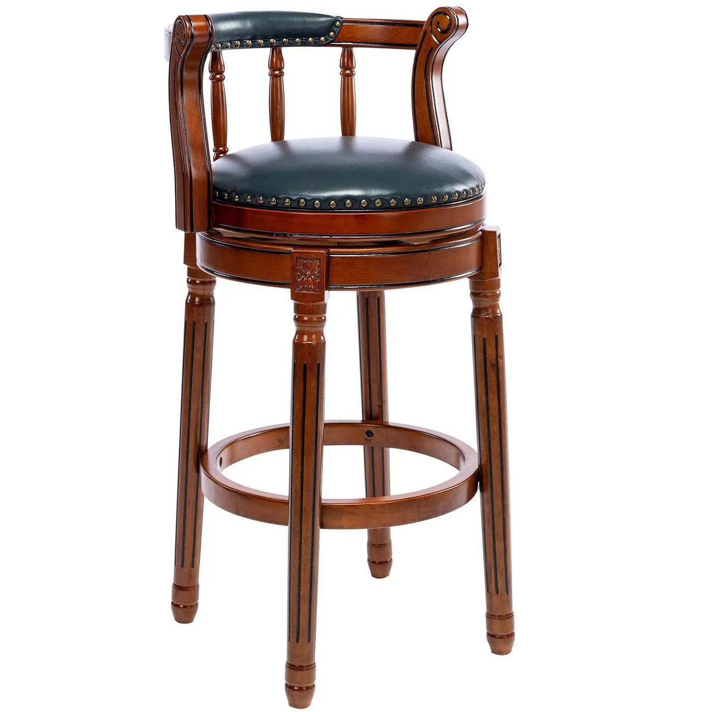 Swivel Cow Top Wooden Bar Stool, 360 Degree Swivel Bar Height Chair With Backs For Home Kitchen Counter by HouseOfZazla