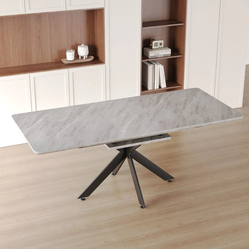 Modern Extendable Dining Table Set With Soft Padded Armless Chairs