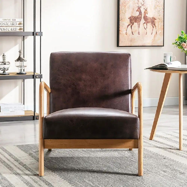 Open Framed Armchair With Cushioning Brown - Dark Brown