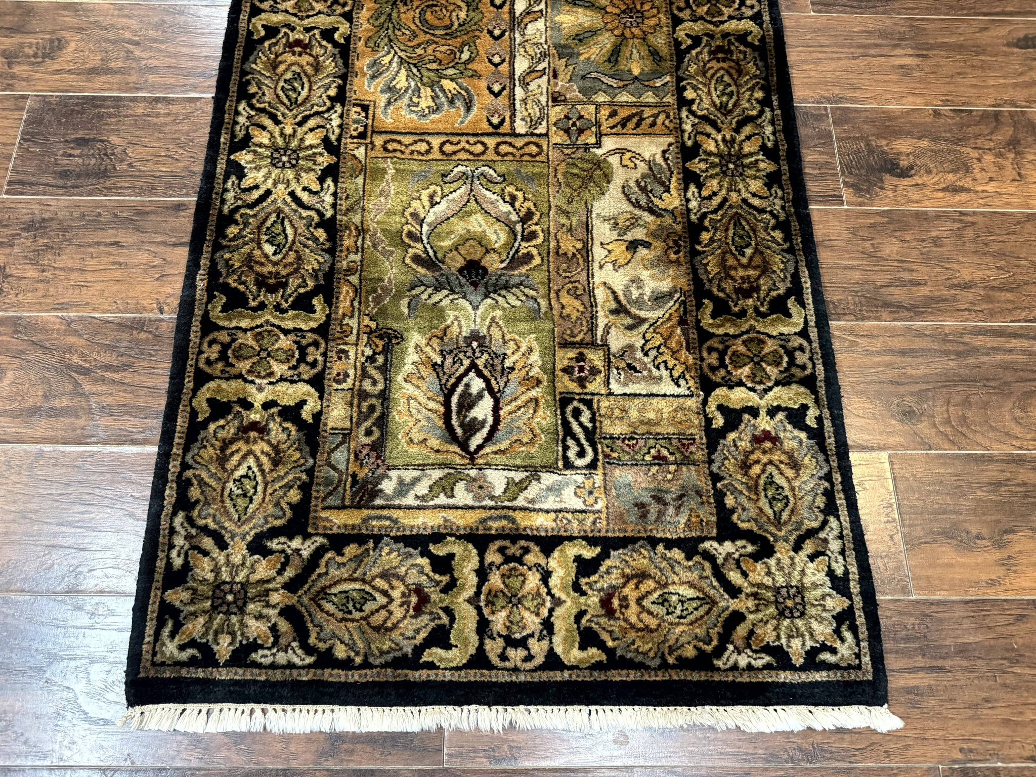 Indian Runner Rug 3x14, Panel Design, Oriental Carpet for Hallway by Jewel Rugs