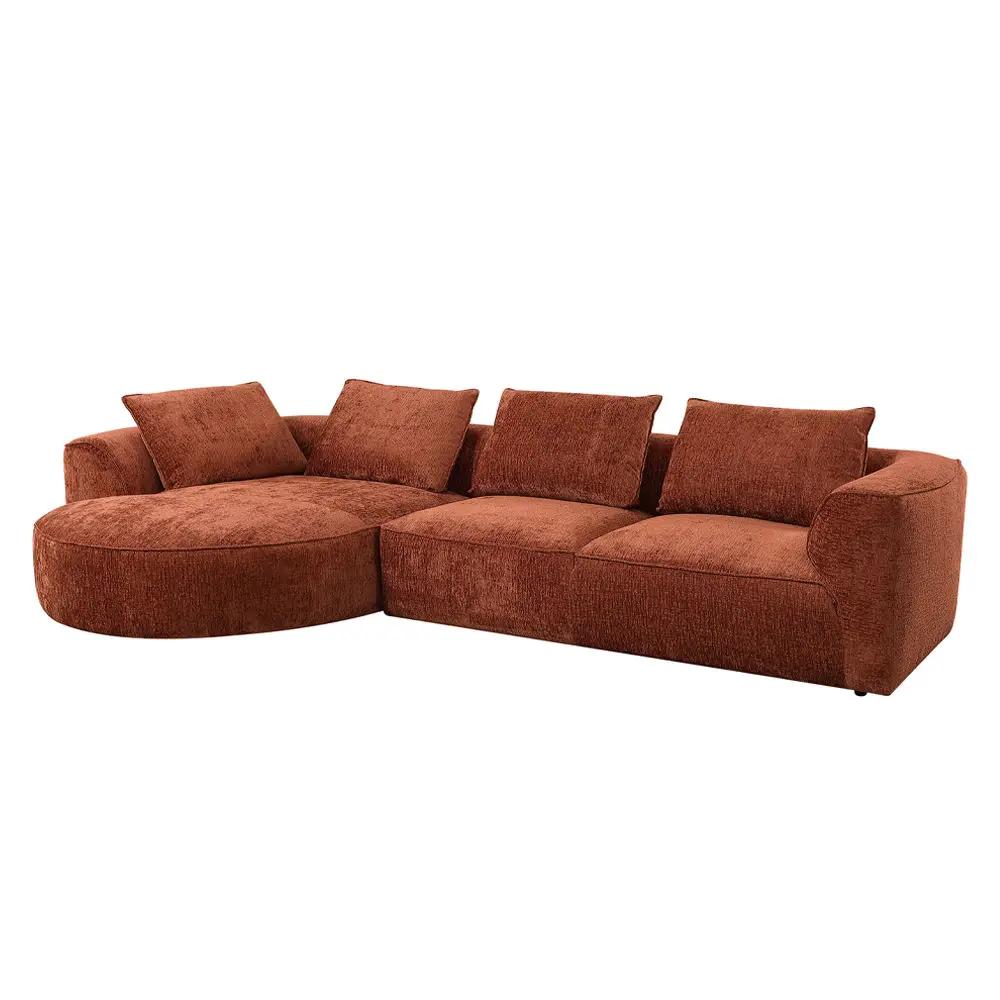 Aceso - Sectional Sofa With 4 Pillows - Rust Brown Chenille by Unique Piece Furniture