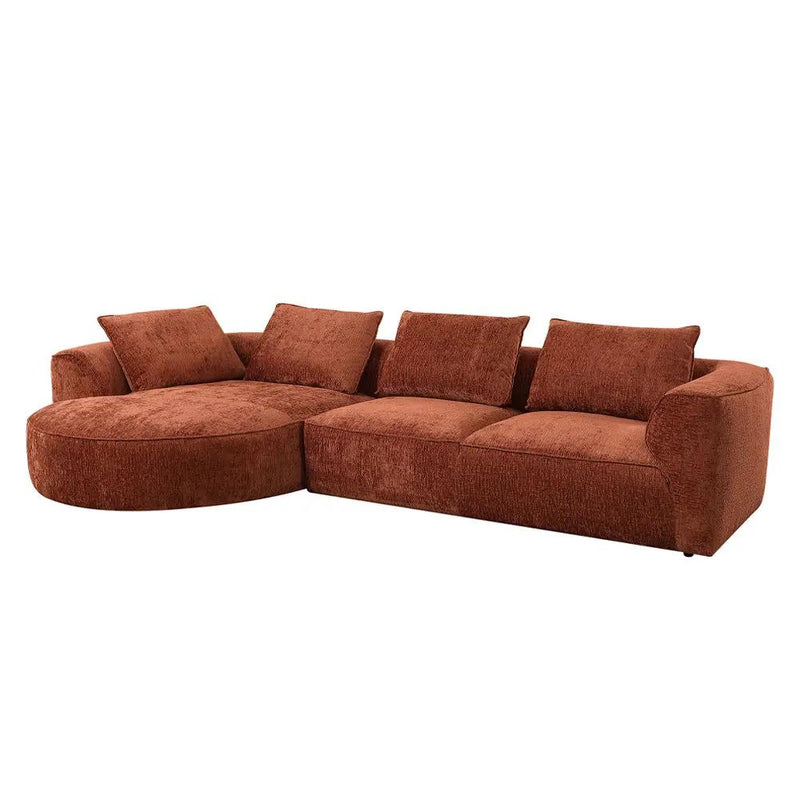 Aceso - Sectional Sofa With 4 Pillows - Rust Brown Chenille by Unique Piece Furniture
