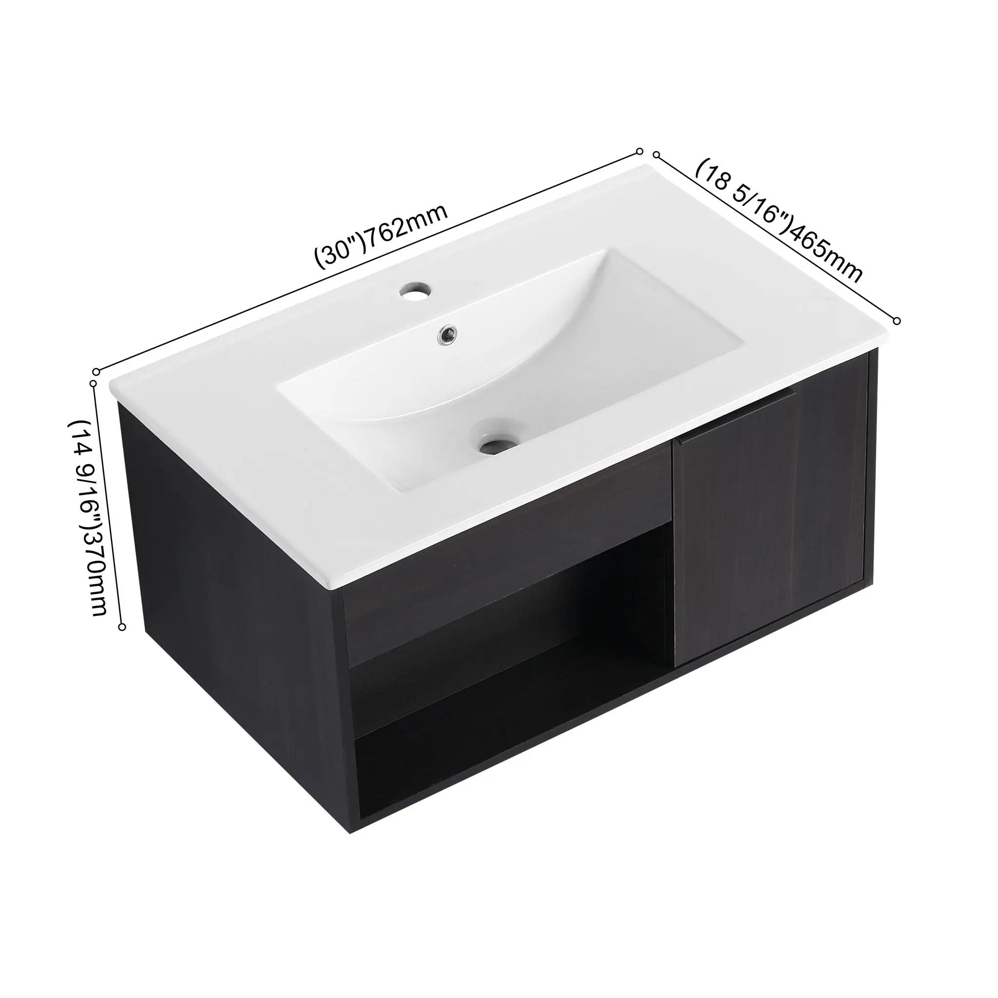Wall Mounted Floating Bathroom Vanity With Open Shelf & Soft Close Door by Unique Piece Furniture
