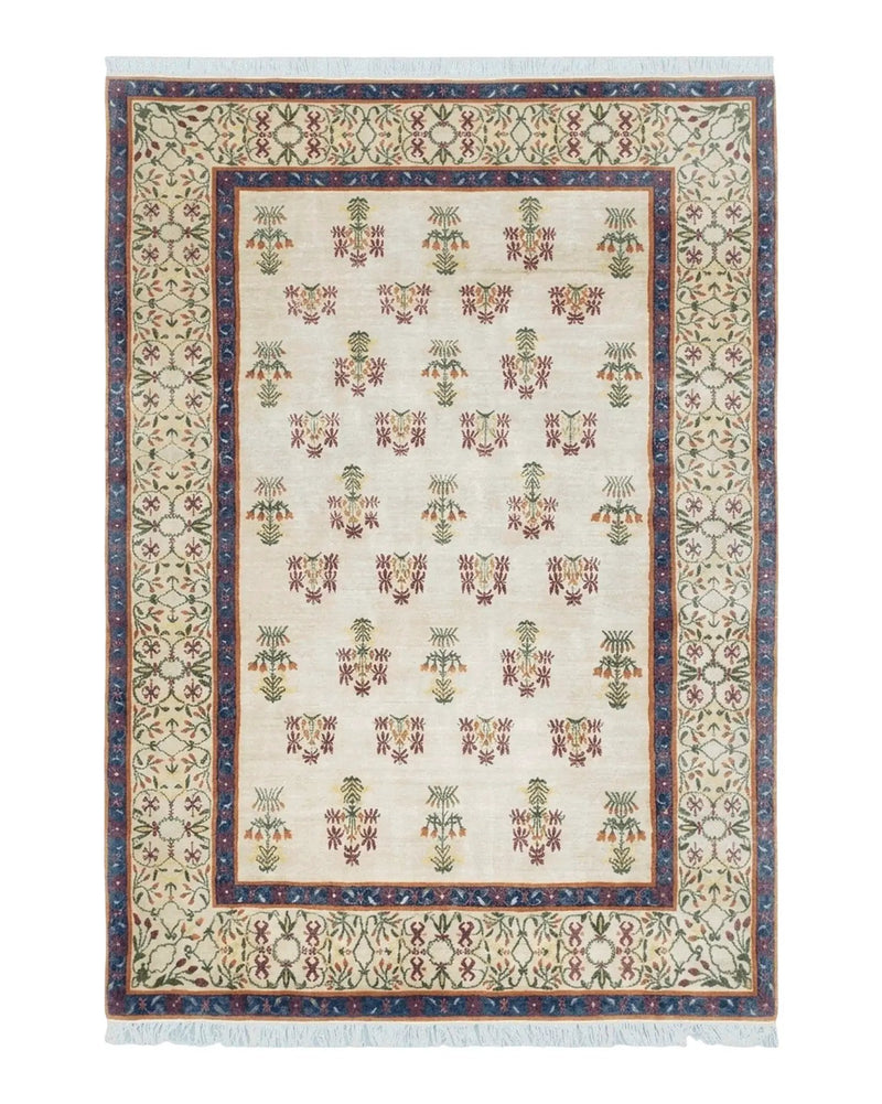 Tufenkian Rug 5.9 x 8.6, Tibetan Nepalese Rug, Hand Knotted, Soft Shiny Wool, Repeated Motifs, Contemporary Modern, Area Rug 6x9, Vintage by Jewel Rugs