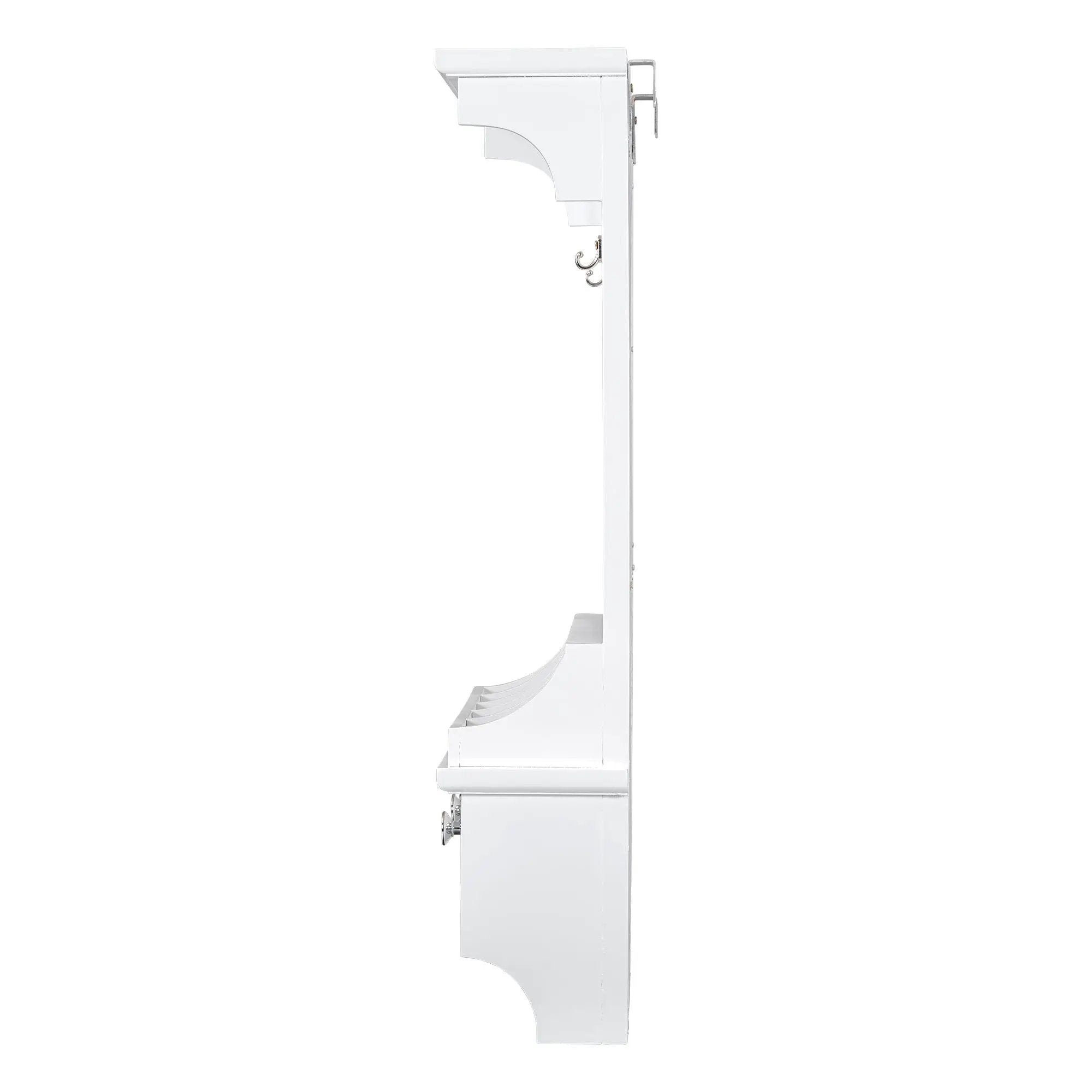 Floating Makeup Vanity With Big Mirror, Wall Mounted Storage Vanity With Drawers, Pockets & Hooks, Space Saving Decorative Home Organizer - White by Unique Piece Furniture