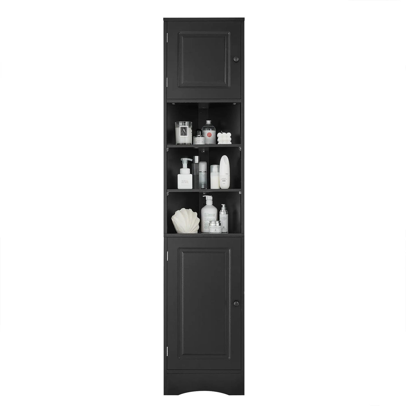 Multi-Functional Corner Cabinet Tall Bathroom Storage Cabinet with Two Doors and Adjustable Shelves, Open Shelf by HouseOfZazla