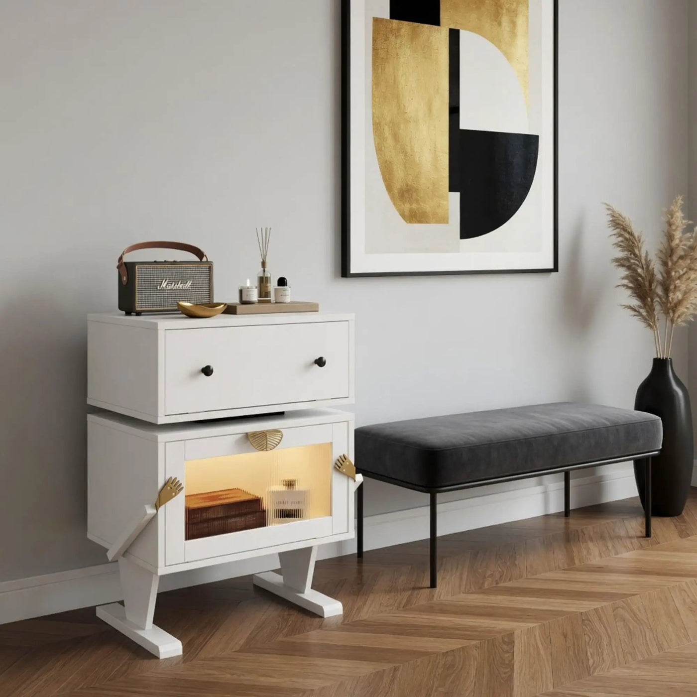 Robot LED Nightstand With 360° Rotating Drawer by HouseOfZazla