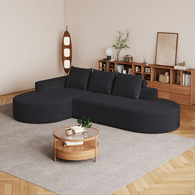 Modern Curved Sofa, L-Shaped Modular Sectional Set With 3 Pillows by HouseOfZazla