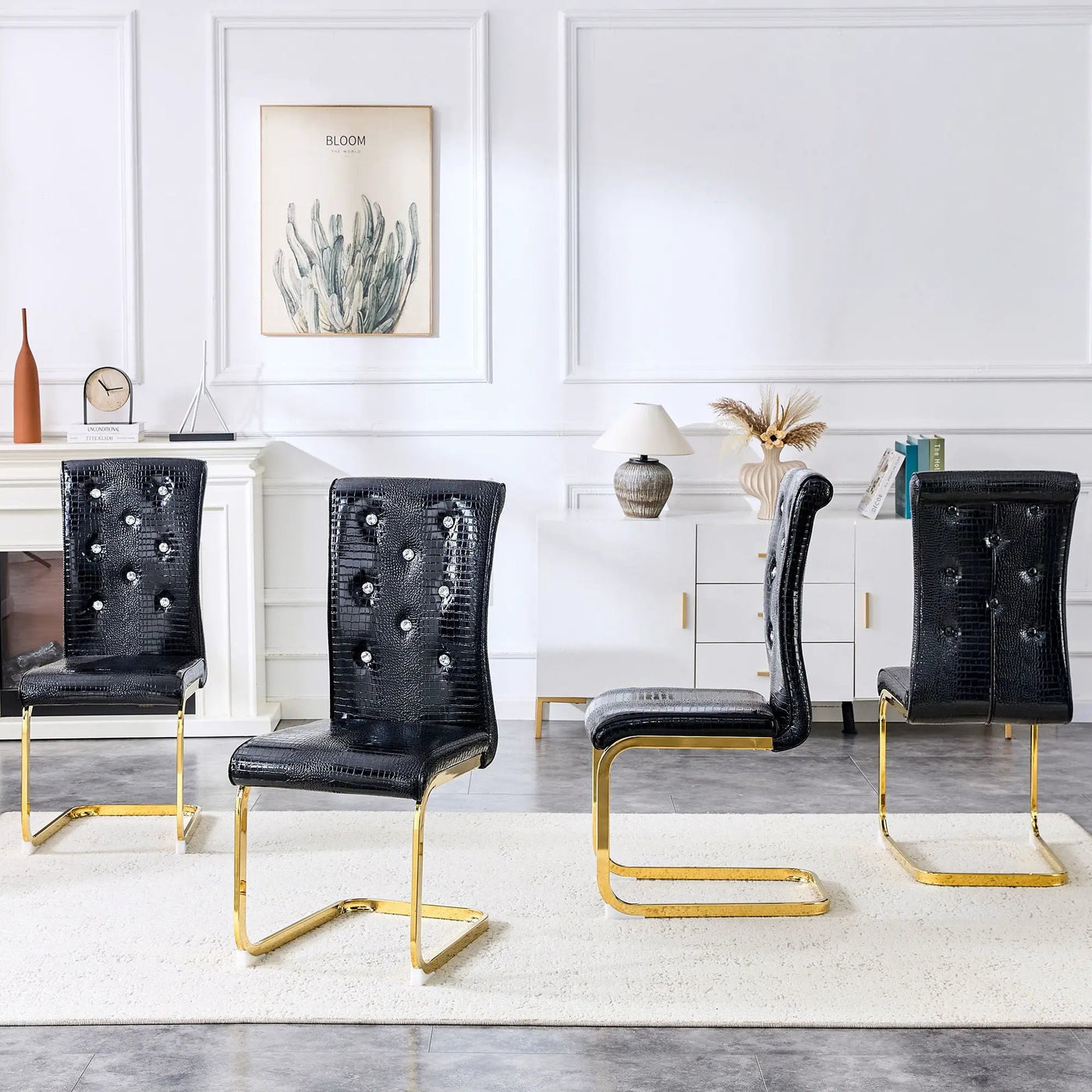 Elegant Design Alligator Skin Upholstered Dining Chairs by HouseOfZazla