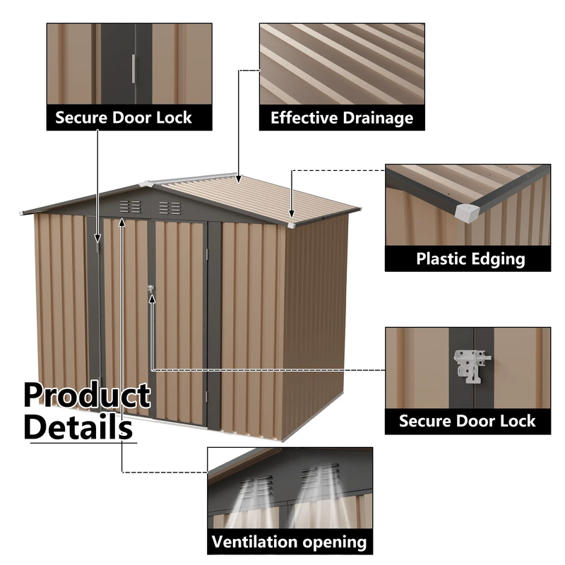 8FT x 6FT Garden Shed with Apex Roof by HouseOfZazla