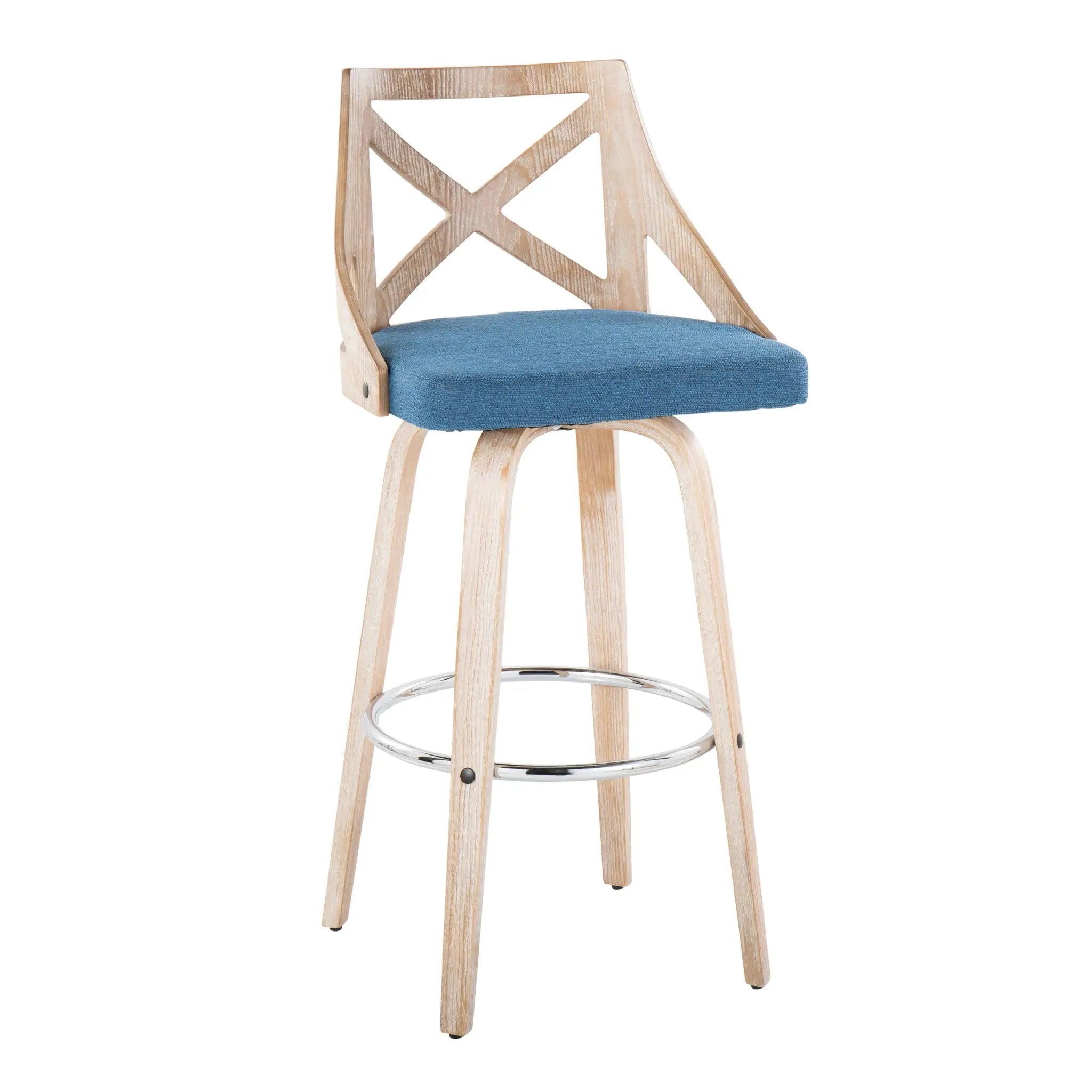 Charlotte - Farmhouse Fixed Height Bar Stool With Swivel And Round Footrest (Set of 2) by Unique Piece Furniture