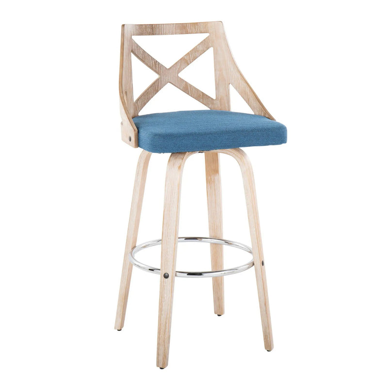 Charlotte - Farmhouse Fixed Height Bar Stool With Swivel And Round Footrest (Set of 2) by Unique Piece Furniture