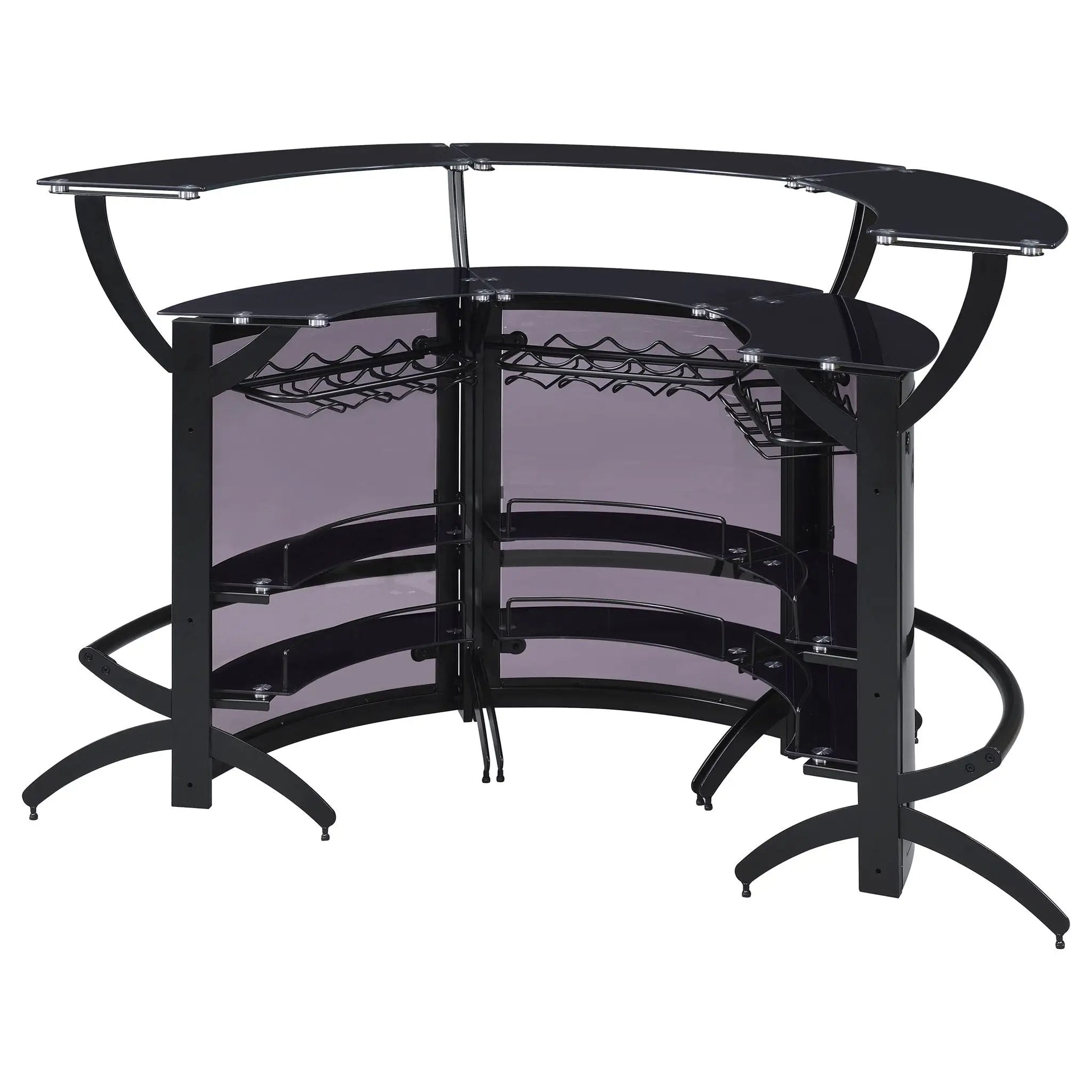 Elaina - 3 Piece Curved Freestanding Home Bar - Black by HouseOfZazla