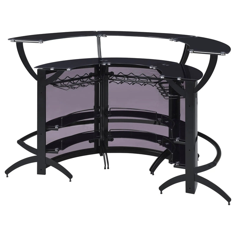 Elaina - 3 Piece Curved Freestanding Home Bar - Black by HouseOfZazla